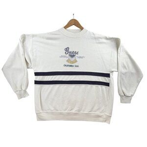 Vintage Guess Georges Marciano Sweatshirt Mens XL White Striped Bowling 80s